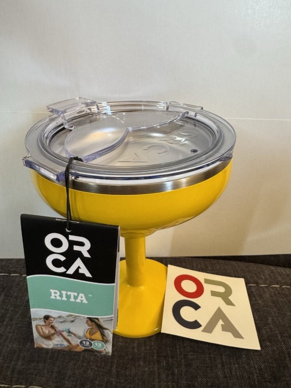 New ORCA Rita Lid Tumbler Margarita Yellow Stainless Steel Insulated OC28